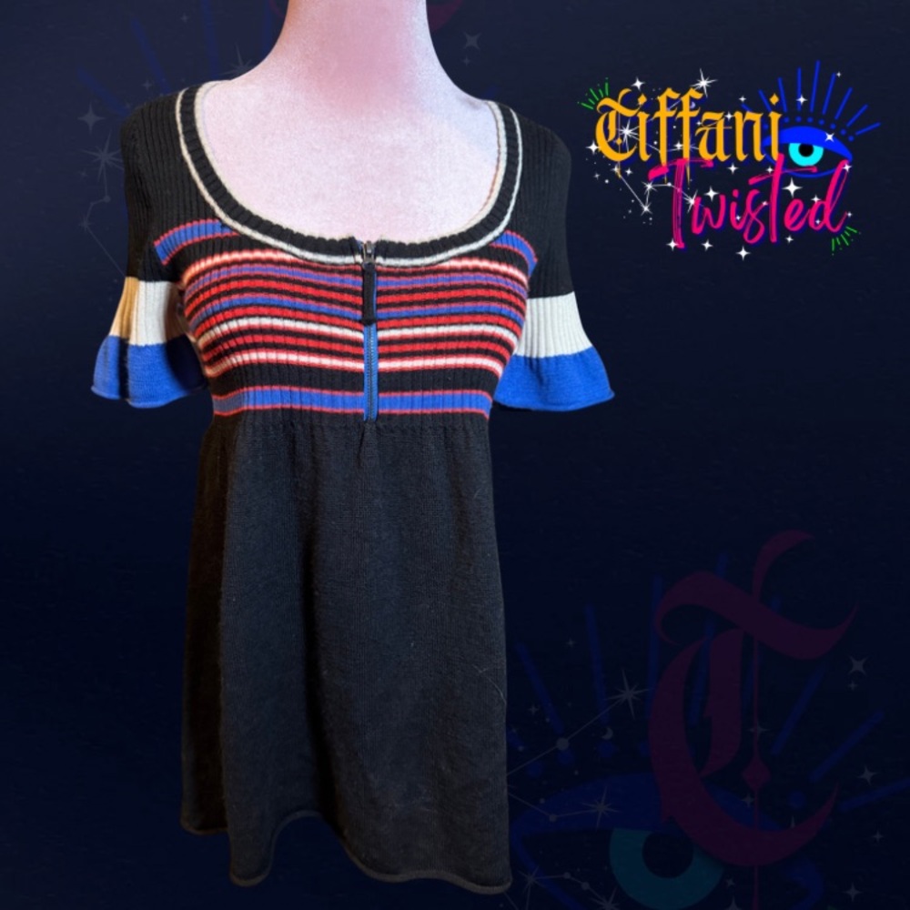 Free People Knit Striped Short Sleeve Tunic Top S